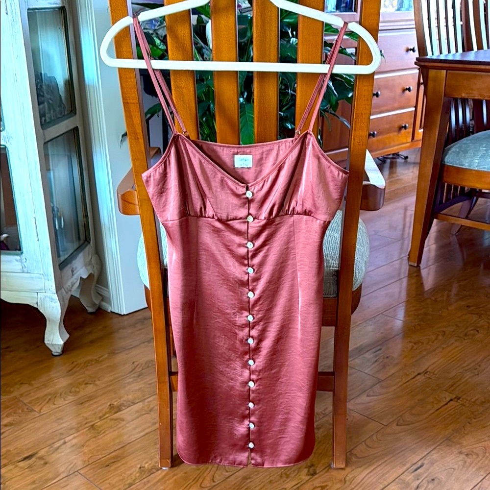 Aritzia/Wilfred satin brown dress